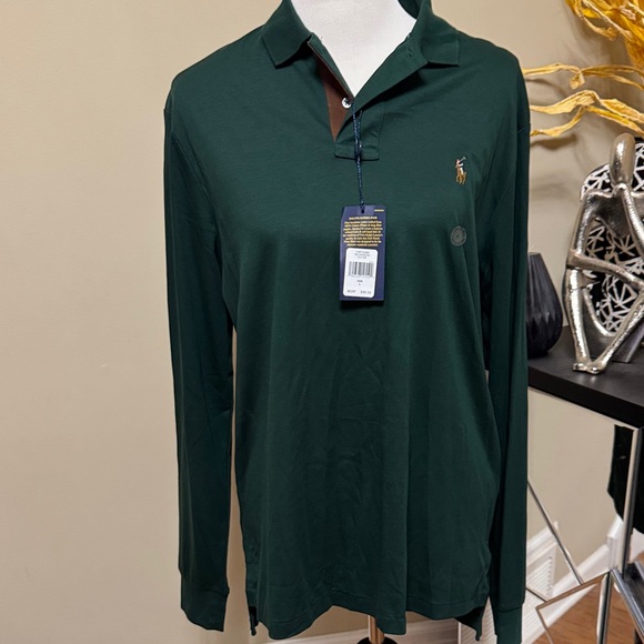 Ralph Lauren Men's Deep Green Polo Long  Sleeve Men’s Shirt Size L NWT. - Picture 3 of 9